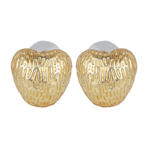 Gold/Silver heart-shaped textured earrings