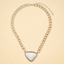 Load image into Gallery viewer, Gold-Plated Chunky Curb Chain Necklace with Triangular Faux Pearl Pendant