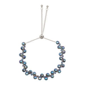 Bright Blue/White Beaded Adjustable Bracelet