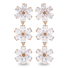 Load image into Gallery viewer, Trio Bloom American Diamond Long Drop Earrings
