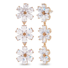 Load image into Gallery viewer, Trio Bloom American Diamond Long Drop Earrings