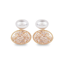 Load image into Gallery viewer, Seraphine Pearl &amp; American Diamond Oval Drop Earrings