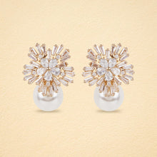 Load image into Gallery viewer, Solstice Starburst American Diamond Pearl Drop Earrings