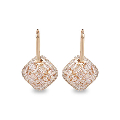 Aria Rose Gold American Diamond Charm Hoop Earrings