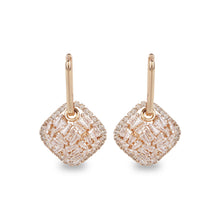 Load image into Gallery viewer, Aria Rose Gold American Diamond Charm Hoop Earrings