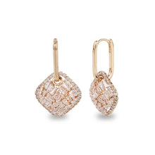 Load image into Gallery viewer, Aria Rose Gold American Diamond Charm Hoop Earrings