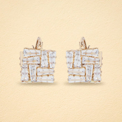 Facet Stack American Diamond Huggie Hoops