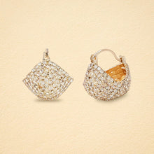 Load image into Gallery viewer, Opaline Pave American Diamond Basket Hoop Earrings
