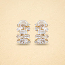 Load image into Gallery viewer, Cascade Baguette American Diamond Hoop Earrings
