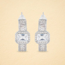 Load image into Gallery viewer, Monarch Square American Diamond Half Hoops