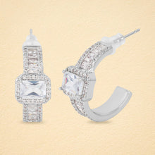 Load image into Gallery viewer, Monarch Square American Diamond Half Hoops