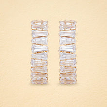 Load image into Gallery viewer, Lumiere Baguette American Diamond Hoop Earrings