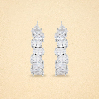 Luna Oval American Diamond Hoop Earrings