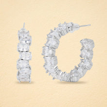 Load image into Gallery viewer, Luna Oval American Diamond Hoop Earrings