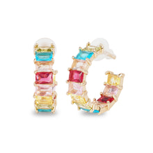 Load image into Gallery viewer, Prisma Rainbow American Diamond Hoop Earrings