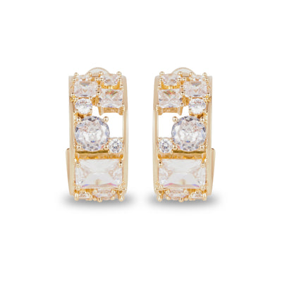 Verona Mosaic American Diamond Wide Hoop Earrings