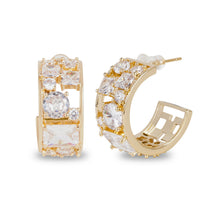Load image into Gallery viewer, Verona Mosaic American Diamond Wide Hoop Earrings