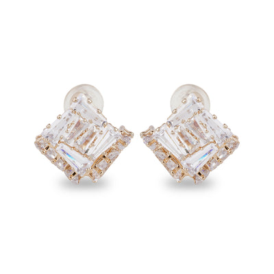 Deco Fold American Diamond Stud Earrings