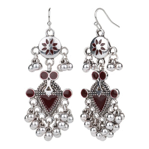 TRIBAL ZONE DAZZILING OXIDISED JHUMKA EARRING