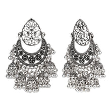 Load image into Gallery viewer, TRIBAL ZONE CHARMING OXIDISED JHUMKA EARRING