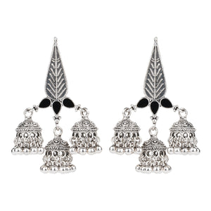 TRIBAL ZONE AMAZING OXIDISED JHUMKA EARRING