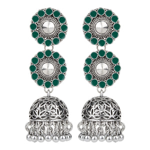 TRIBAL ZONE DIVINE OXIDISED DROP JHUMKA EARRING