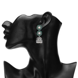 TRIBAL ZONE DIVINE OXIDISED DROP JHUMKA EARRING