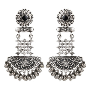 TRIBAL ZONE STUNNING OXIDISED JHUMKA EARRINGS