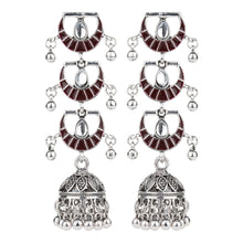 Load image into Gallery viewer, TRIBAL ZONE ELEGANT OXIDISED JHUMKA EARRING