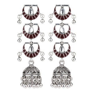 TRIBAL ZONE ELEGANT OXIDISED JHUMKA EARRING