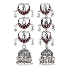 Load image into Gallery viewer, TRIBAL ZONE ELEGANT OXIDISED JHUMKA EARRING