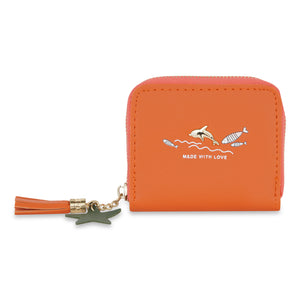Orange Dolphin Zip Wallet