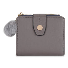 Load image into Gallery viewer, Ash Grey Pom-Pom Snap Wallet