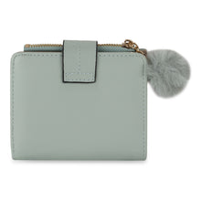 Load image into Gallery viewer, Sage Green Pom-Pom Snap Wallet