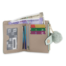 Load image into Gallery viewer, Sage Green Pom-Pom Snap Wallet