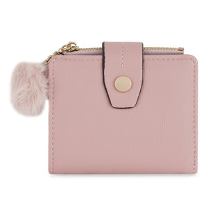 Blush Pink Pom-Pom Snap Wallet