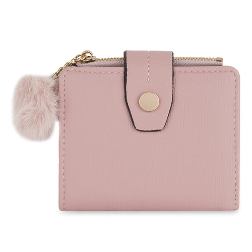 Blush Pink Pom-Pom Snap Wallet