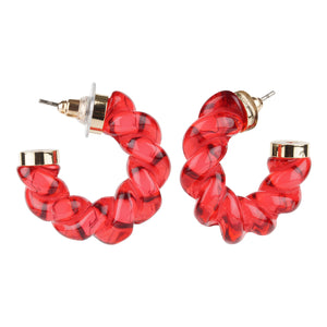 TRIBAL ZONE DESGINER RED COLOUR C HOOP EARRING