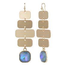 Load image into Gallery viewer, TRIBAL ZONE CLASSY MATTY GOLDEN DANGLE WITH BLUE  STONE EARRING