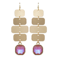 Load image into Gallery viewer, TRIBAL ZONE CLASSY MATTY GOLDEN DANGLE WITH PINK STONE EARRING