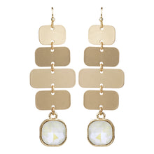 Load image into Gallery viewer, TRIBAL ZONE CLASSY MATTY GOLDEN DANGLE WITH WHITE STONE DROP  EARRING