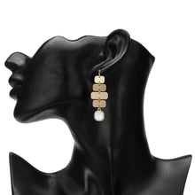 Load image into Gallery viewer, TRIBAL ZONE CLASSY MATTY GOLDEN DANGLE WITH PINK STONE EARRING