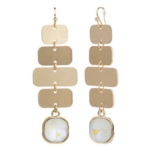 Load image into Gallery viewer, TRIBAL ZONE CLASSY MATTY GOLDEN DANGLE WITH WHITE STONE DROP  EARRING