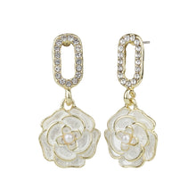 Load image into Gallery viewer, TRIBAL ZONE LOVELY ROSE FLOWER GOLDEN DROP EARRING