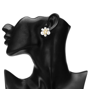TRIBAL ZONE INVENTIVE GOLDEN PEARL ZX STONE STUD EARRING