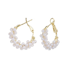 Load image into Gallery viewer, TRIBAL ZONE CLASSY GOLDEN WHITE BEAD HOOP EARRING