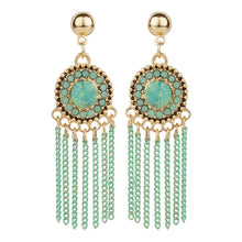 Load image into Gallery viewer, TRIBAL ZONE DESIGNER GREEN DANGLER EARRING