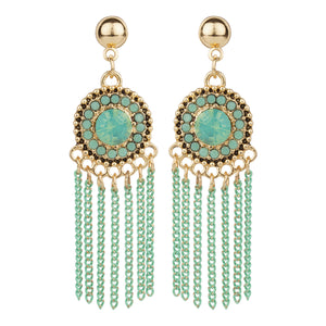 TRIBAL ZONE DESIGNER GREEN DANGLER EARRING