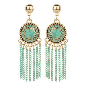 TRIBAL ZONE DESIGNER GREEN DANGLER EARRING