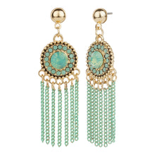 Load image into Gallery viewer, TRIBAL ZONE DESIGNER GREEN DANGLER EARRING